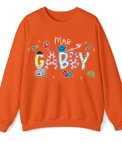 Personalized Name Cartoon Stationery Teacher Sweatshirt