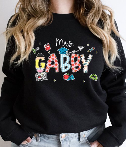 Personalized Name Cartoon Stationery Teacher Sweatshirt