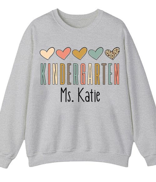 Personalized Name Colorful Heart Teacher Sweatshirt