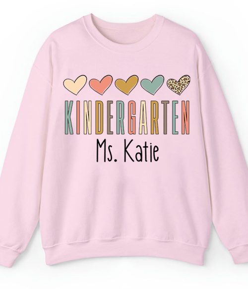 Personalized Name Colorful Heart Teacher Sweatshirt