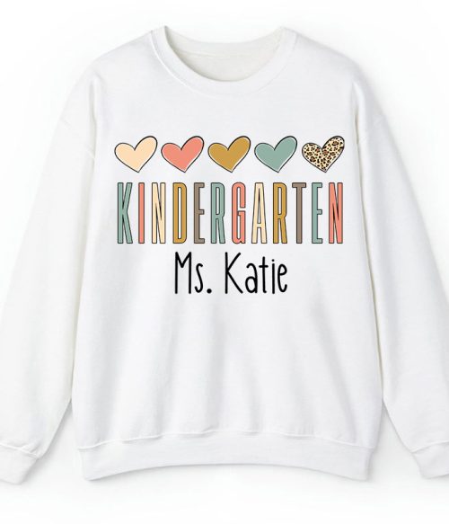 Personalized Name Colorful Heart Teacher Sweatshirt