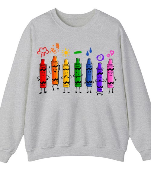 Mood Color Crayons Teacher Sweatshirt
