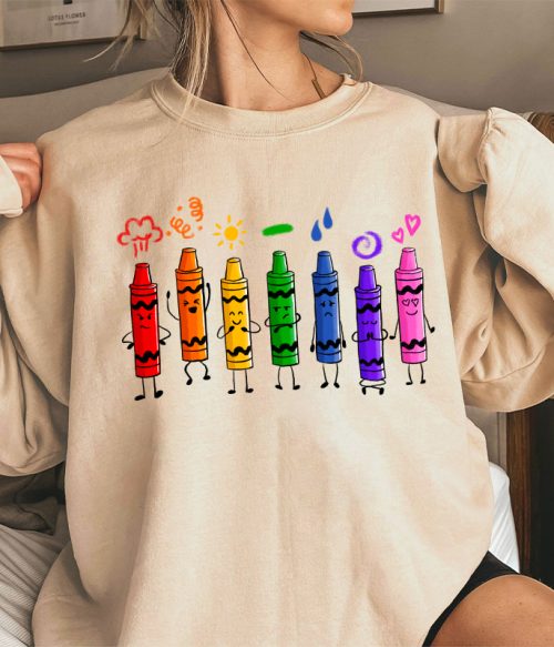 Mood Color Crayons Teacher Sweatshirt