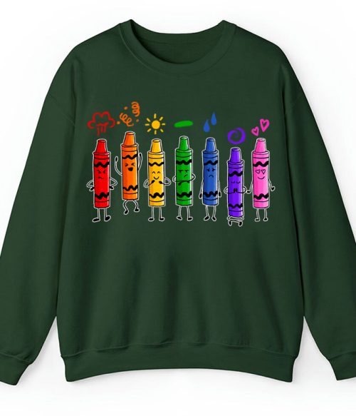 Mood Color Crayons Teacher Sweatshirt