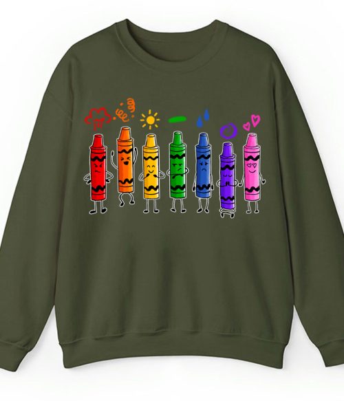 Mood Color Crayons Teacher Sweatshirt