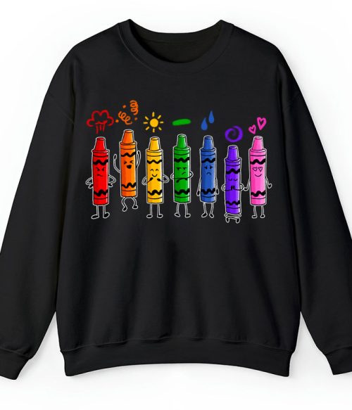 Mood Color Crayons Teacher Sweatshirt