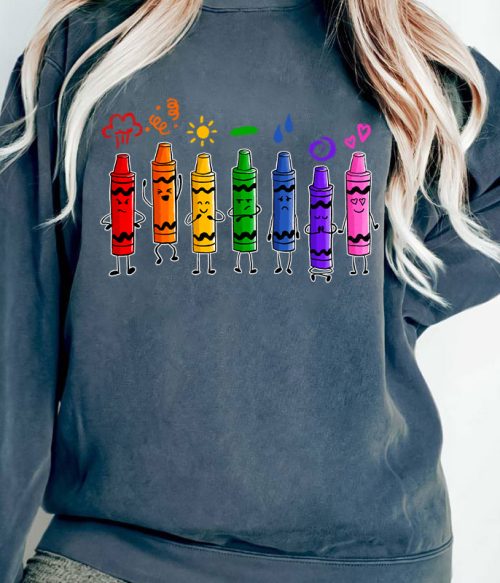 Mood Color Crayons Teacher Sweatshirt