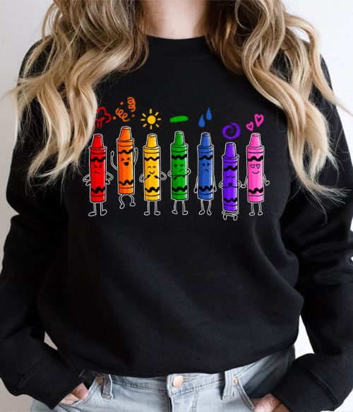 Mood Color Crayons Teacher Sweatshirt