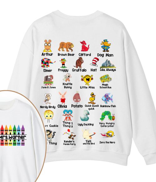 Personalized Pencil Crayon Name Teacher Two Sided Sweatshirt
