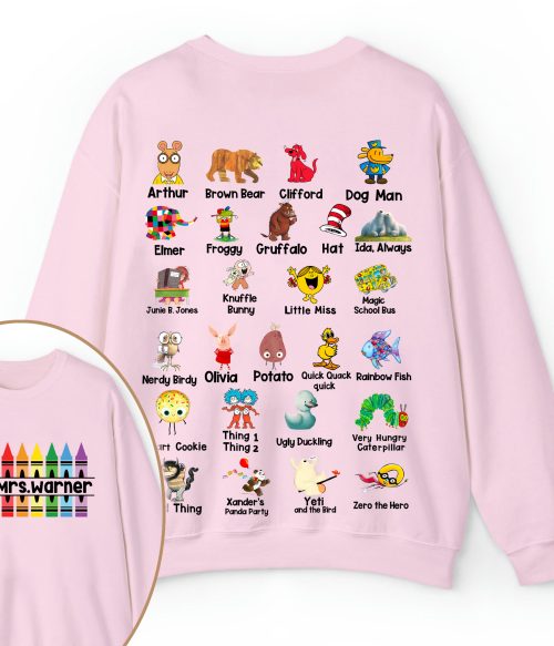 Personalized Pencil Crayon Name Teacher Two Sided Sweatshirt