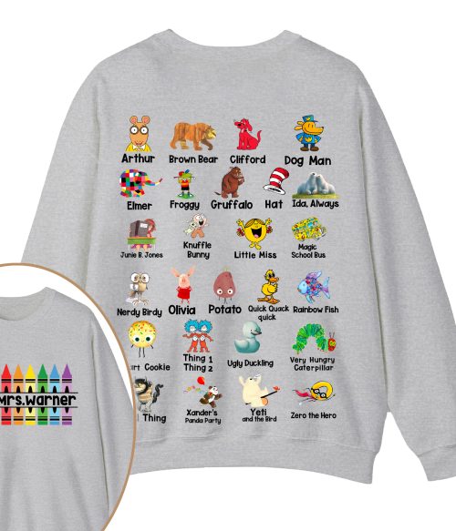 Personalized Pencil Crayon Name Teacher Two Sided Sweatshirt