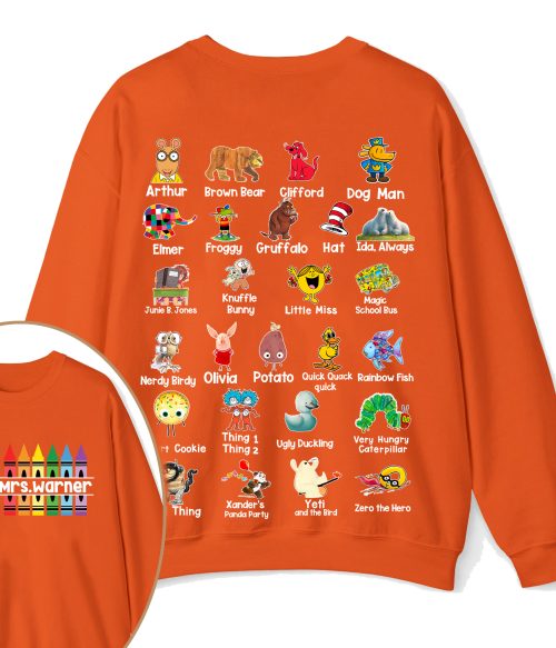Personalized Pencil Crayon Name Teacher Two Sided Sweatshirt