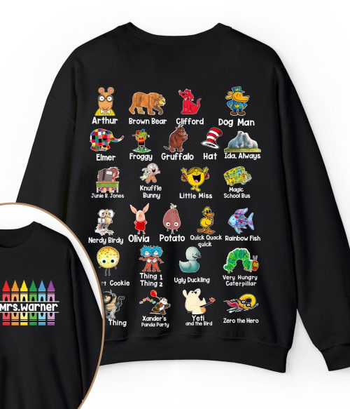 Personalized Pencil Crayon Name Teacher Two Sided Sweatshirt
