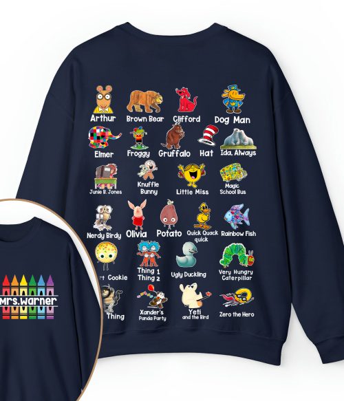Personalized Pencil Crayon Name Teacher Two Sided Sweatshirt