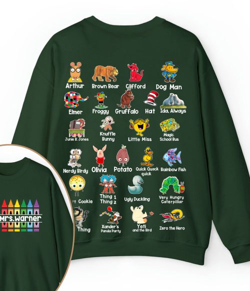 Personalized Pencil Crayon Name Teacher Two Sided Sweatshirt
