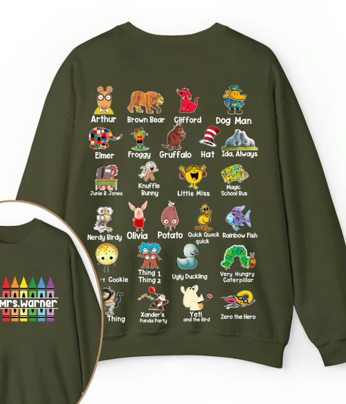 Personalized Pencil Crayon Name Teacher Two Sided Sweatshirt