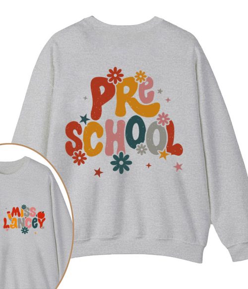 Personalized Name And Grade Bloom Flowers Teacher Two Sided Sweatshirt