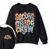 Personalized Name And Grade Bloom Flowers Teacher Two Sided Sweatshirt