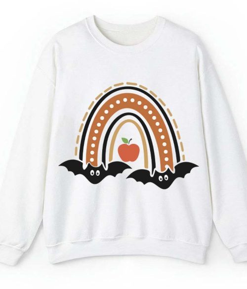 Halloween Bat Rainbow Teacher Sweatshirt