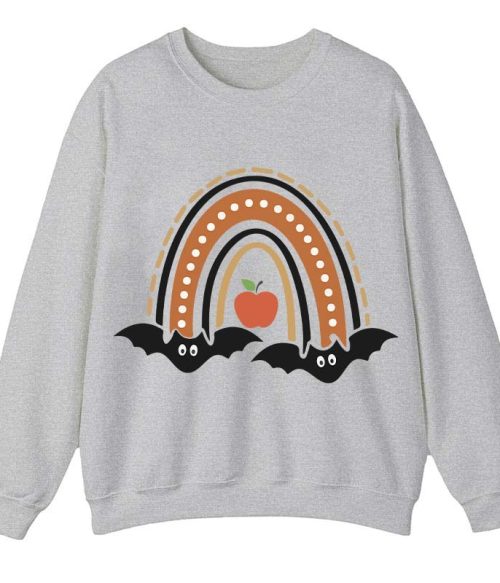 Halloween Bat Rainbow Teacher Sweatshirt