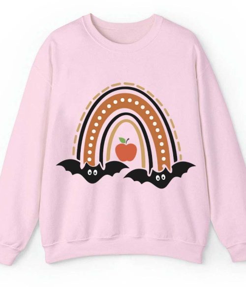 Halloween Bat Rainbow Teacher Sweatshirt