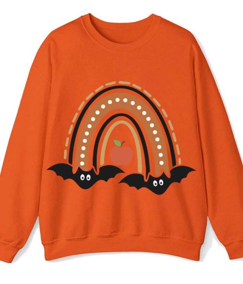 Halloween Bat Rainbow Teacher Sweatshirt