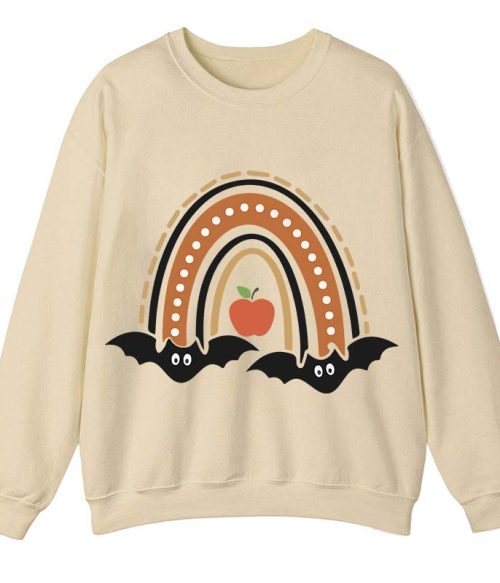 Halloween Bat Rainbow Teacher Sweatshirt