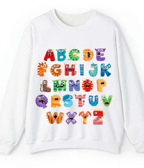 Cute Halloween Monster Alphabet School Teacher Sweatshirt