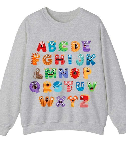 Cute Halloween Monster Alphabet School Teacher Sweatshirt