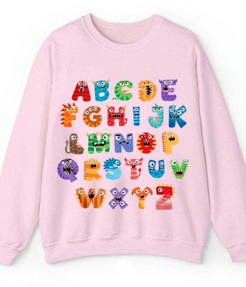 Cute Halloween Monster Alphabet School Teacher Sweatshirt