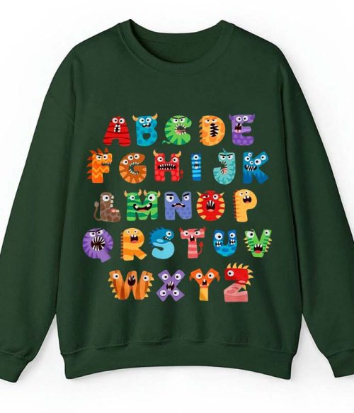 Cute Halloween Monster Alphabet School Teacher Sweatshirt