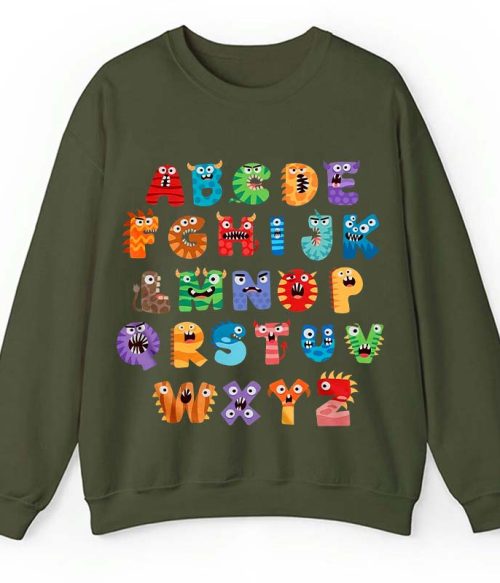 Cute Halloween Monster Alphabet School Teacher Sweatshirt