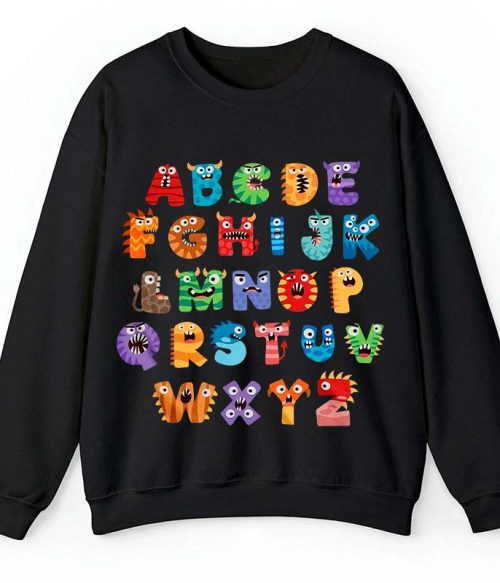 Cute Halloween Monster Alphabet School Teacher Sweatshirt