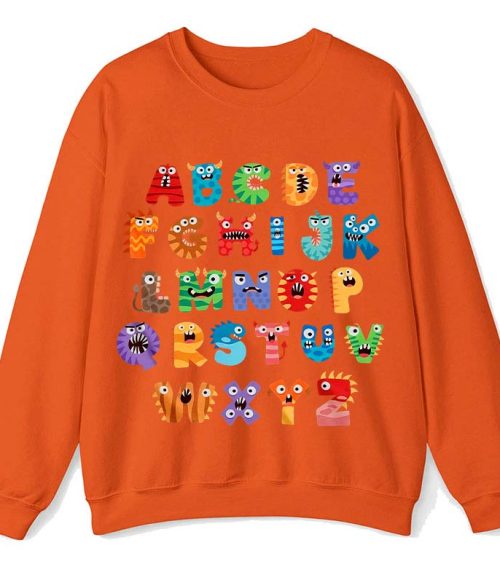 Cute Halloween Monster Alphabet School Teacher Sweatshirt