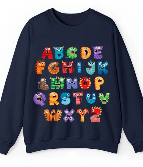 Cute Halloween Monster Alphabet School Teacher Sweatshirt