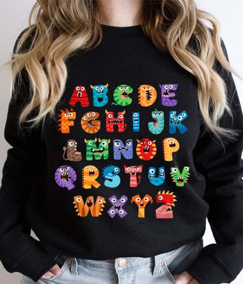 Cute Halloween Monster Alphabet School Teacher Sweatshirt