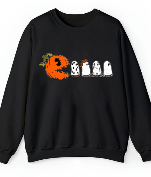 Pumpkin Ghost Pacman Teacher Sweatshirt