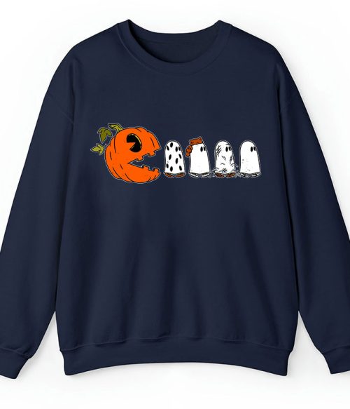 Pumpkin Ghost Pacman Teacher Sweatshirt
