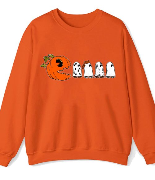 Pumpkin Ghost Pacman Teacher Sweatshirt