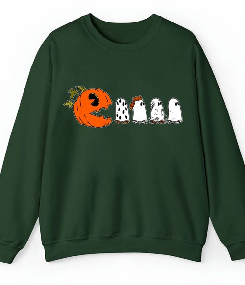 Pumpkin Ghost Pacman Teacher Sweatshirt