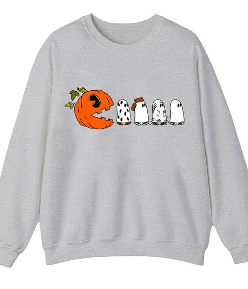 Pumpkin Ghost Pacman Teacher Sweatshirt