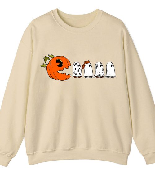 Pumpkin Ghost Pacman Teacher Sweatshirt