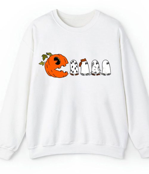 Pumpkin Ghost Pacman Teacher Sweatshirt