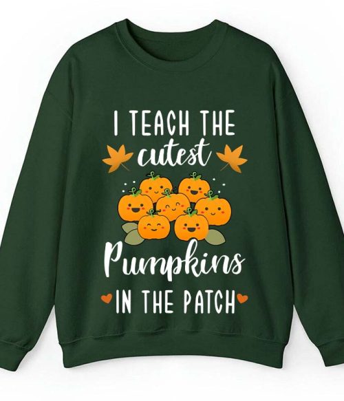 Pumpkin Leaves I Teach The Cutest Pumpkins In The Patch Teacher Sweatshirt