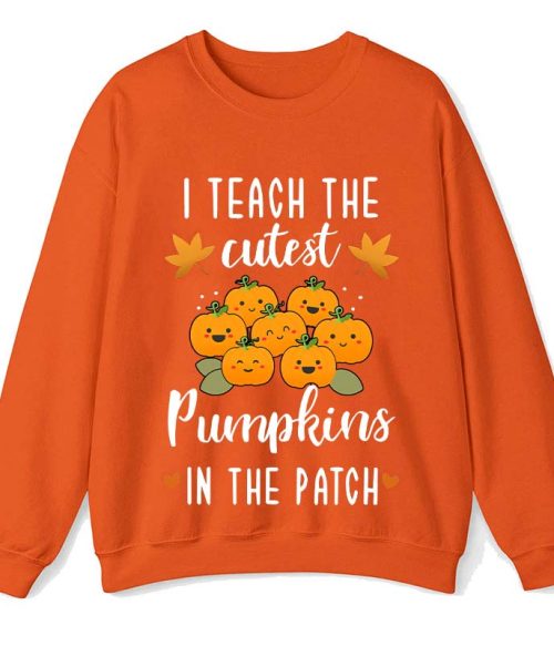 Pumpkin Leaves I Teach The Cutest Pumpkins In The Patch Teacher Sweatshirt