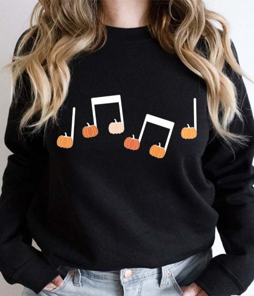 Musical Notation Halloween Pumpkin Teacher Sweatshirt