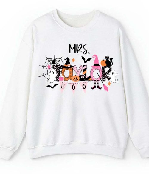 Personalized Name Happy Halloween Teacher Sweatshirt