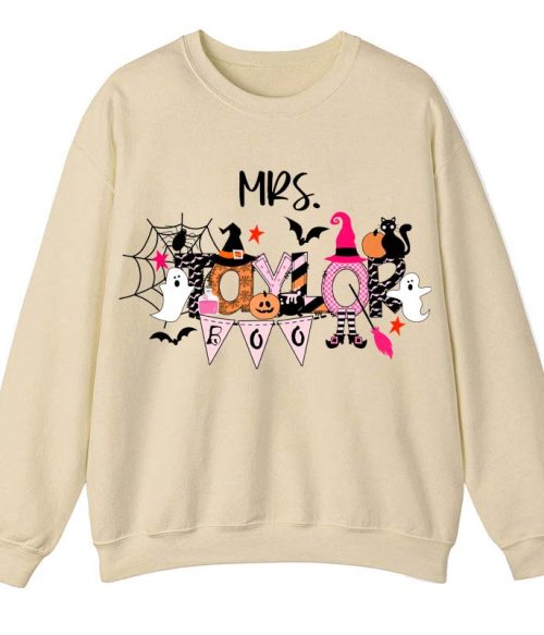 Personalized Name Happy Halloween Teacher Sweatshirt