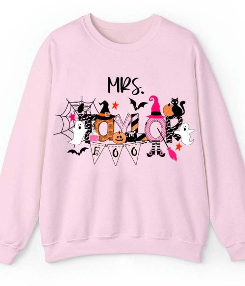 Personalized Name Happy Halloween Teacher Sweatshirt
