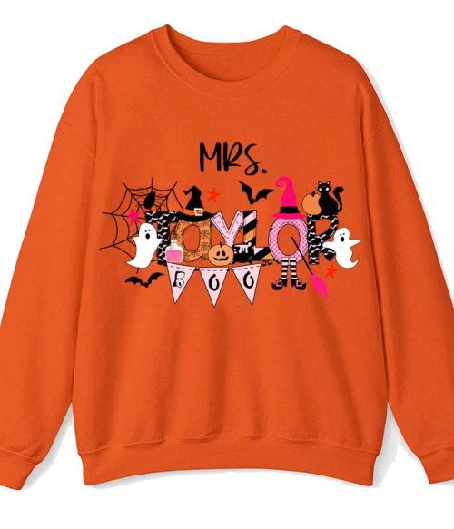 Personalized Name Happy Halloween Teacher Sweatshirt